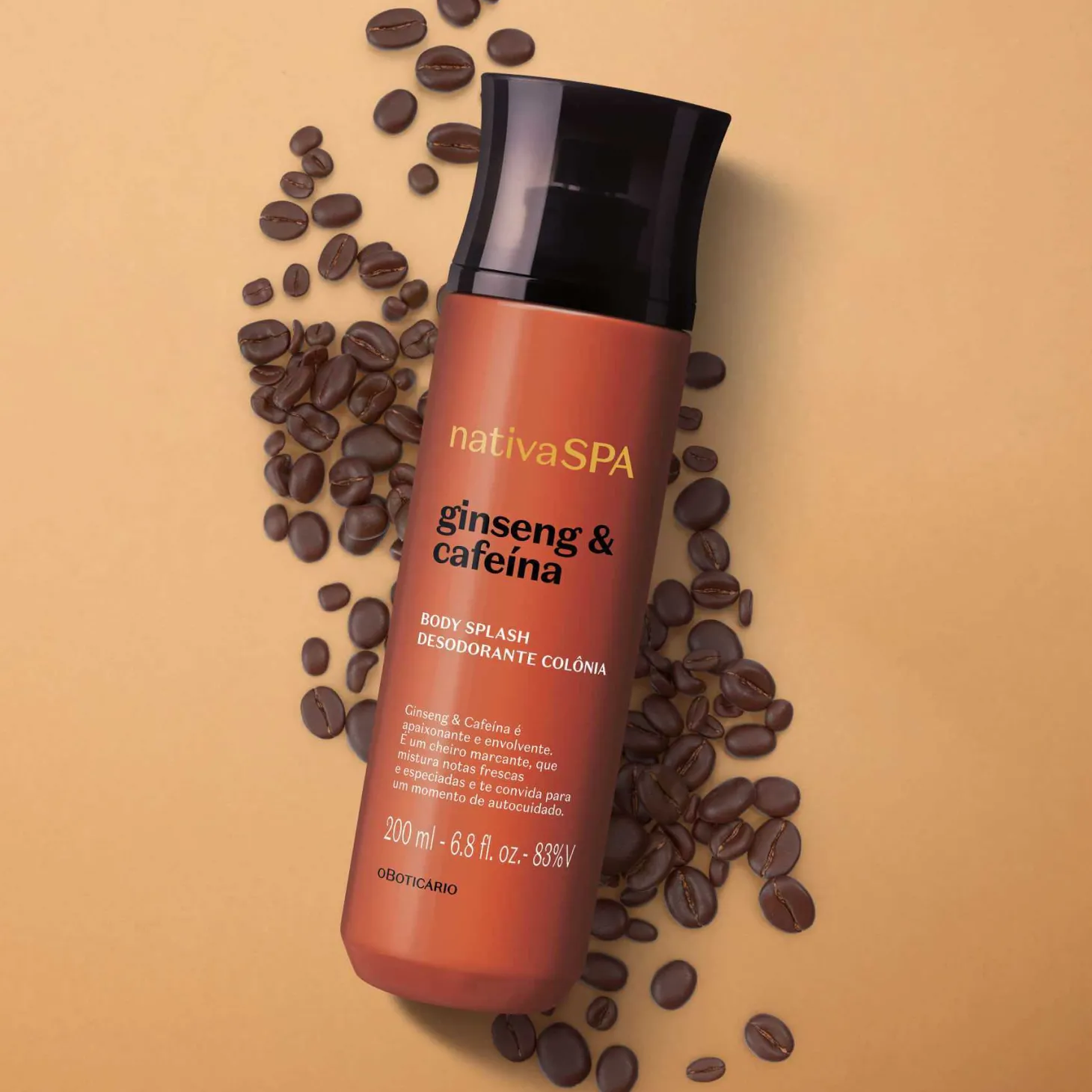 Body Splash Ginseng y Cafeína, 200 ml Nativa SPA