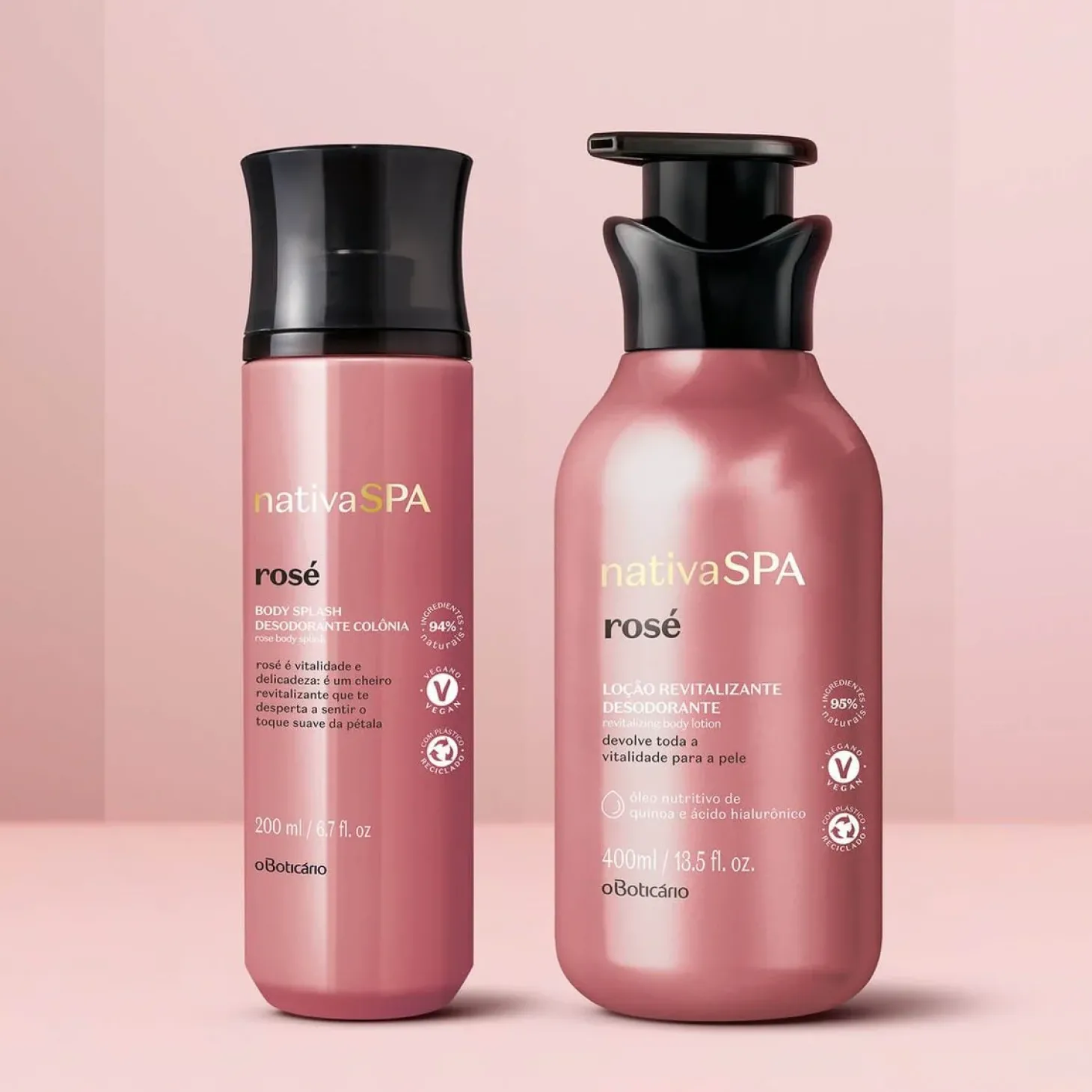 Kit de cuidado corporal loción corporal rose + body splash rose. Nativa Spa