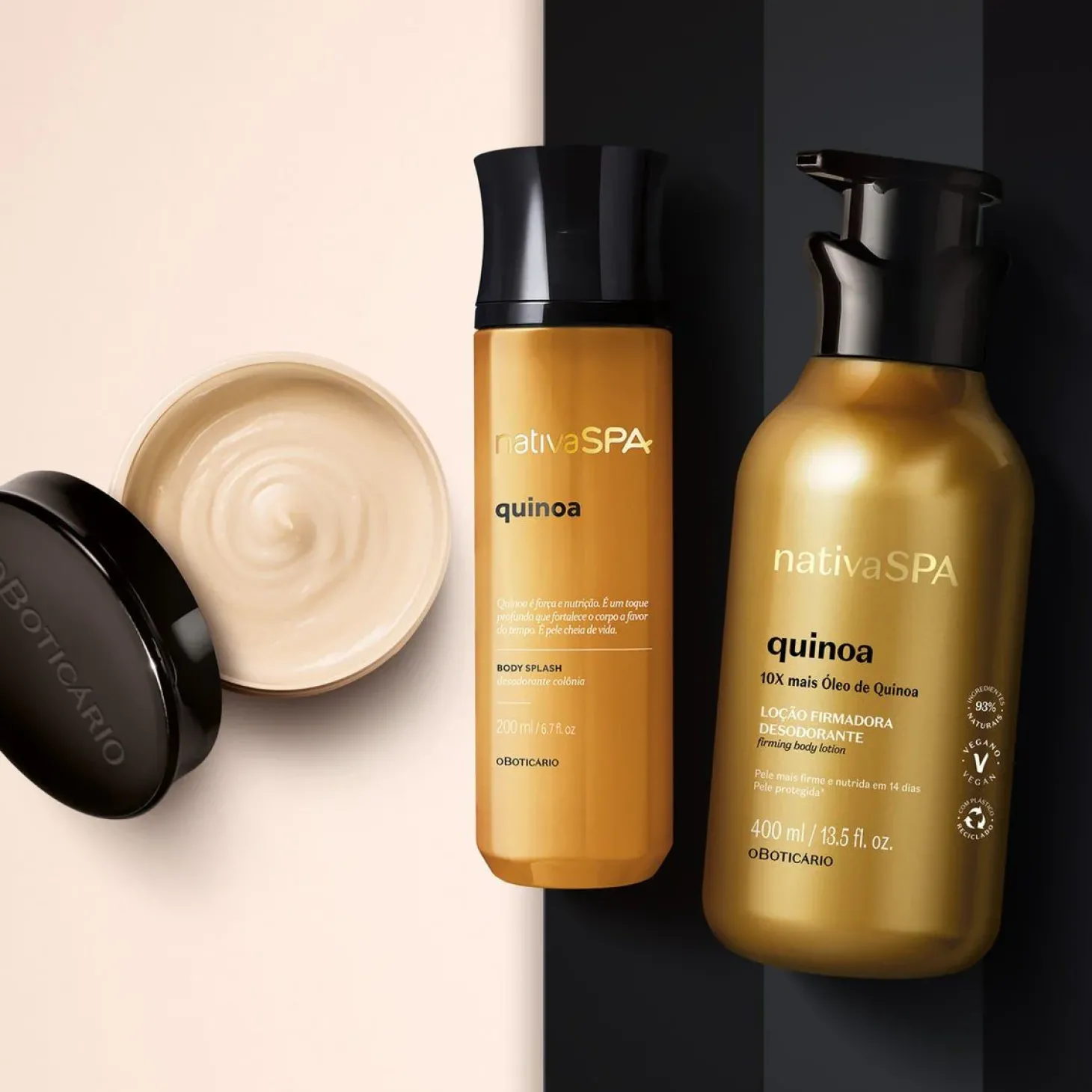 Kit de cuidado corporal Quinoa Nativa Spa: Loción corporal + Body splash + Mantequilla corporal